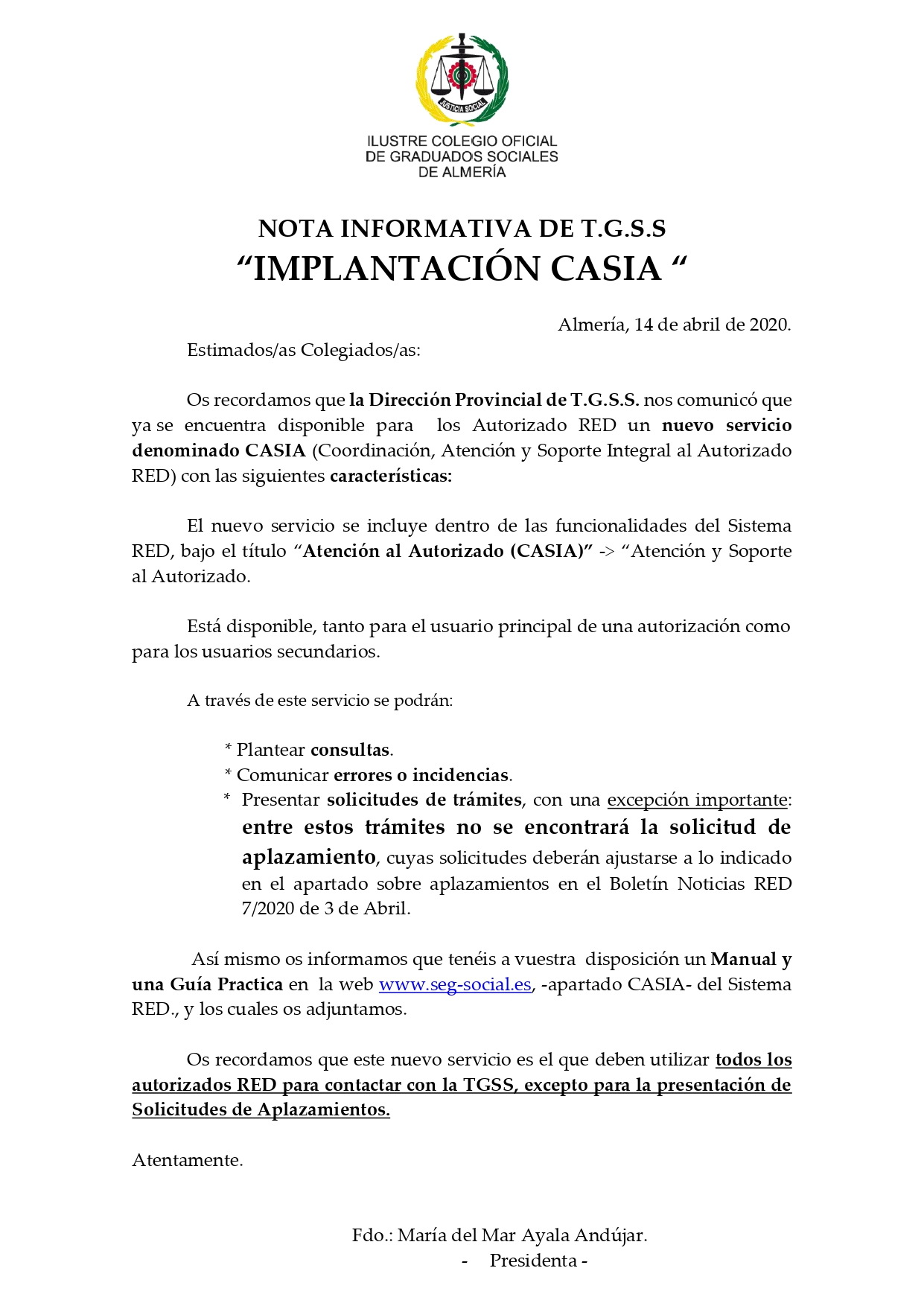 COMUNICACIÓN IMPLANTACIÓN CASIA T.G.S.S. 14042020 page 0001